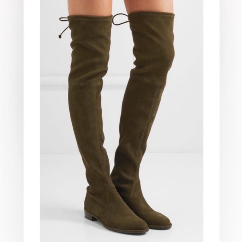 KAITLYN PAN Elegant Olive Green Over-the-Knee Vegan Suede 28” Boots